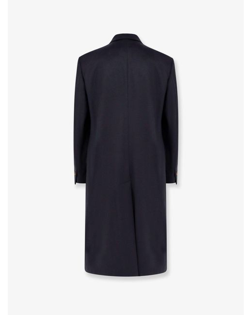 Hevò Blue Cashmere Coat With Satin Lining for men