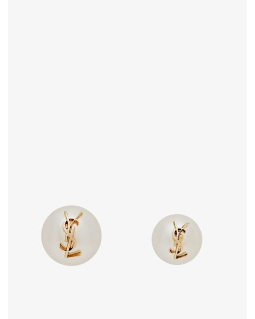 Saint Laurent Natural Orecchini Asimmetrici Con Dettaglio Cassandre