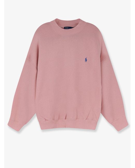 Polo Ralph Lauren Pink Cotton Blend Sweatshirt With Front Embroidered Logo