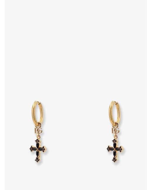 Dolce & Gabbana White Brass Earrings With Rhinestones
