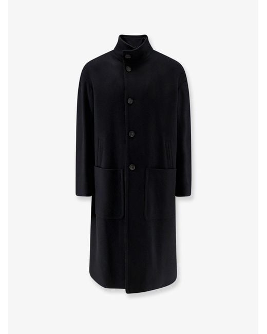 Hevò Black Savelletri Virgin Wool Blend Coat for men