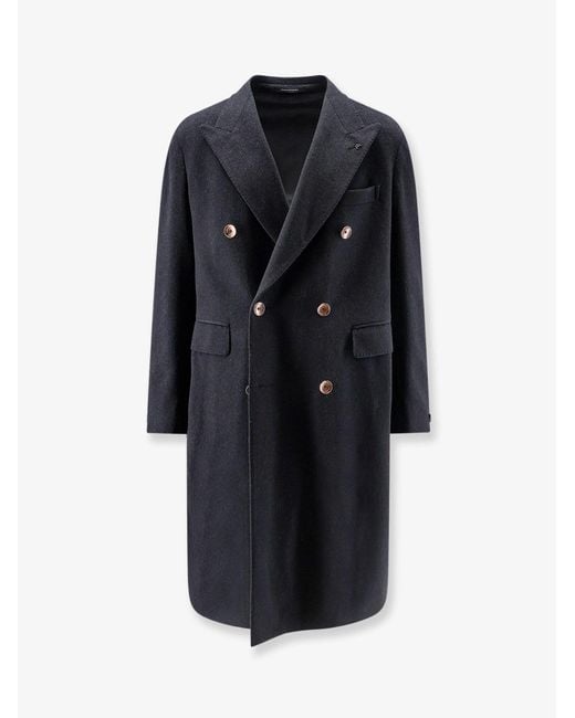 Tagliatore Blue Unlined Virgin Wool And Cashmere Coat for men