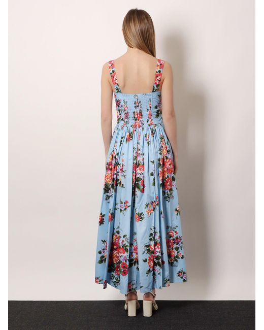 Dolce & Gabbana White Dolce & Gabbana Cotton Dress With Bouquet Flowers Print