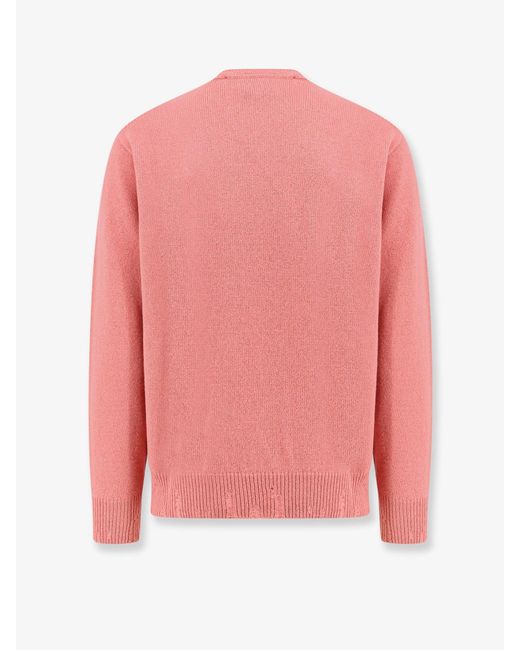 Amaranto Pink Wool And Cashmere Sweater With Logoed Label for men