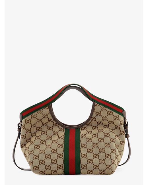 Gucci Brown Giglio Gg Supreme Fabric And Leather Tote Bag