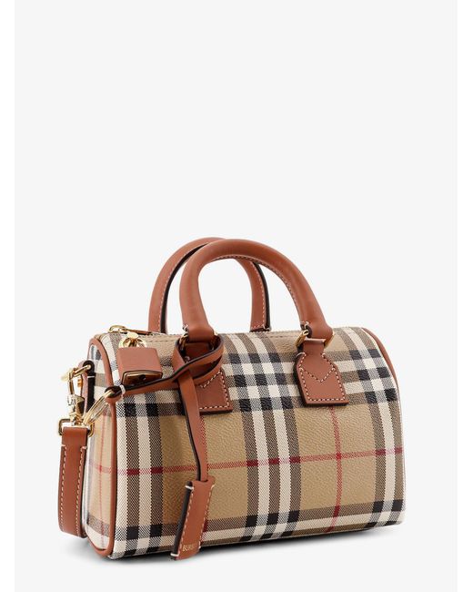 Burberry Brown Coated Canvas Crossbody Bag With Check Pattern