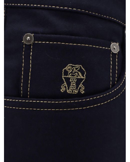 Brunello Cucinelli Blue Virgin Wool Trousers for men