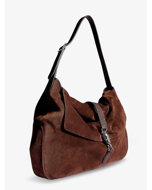 Gucci Brown Jackie Flap Suede Shoulder Bag for men