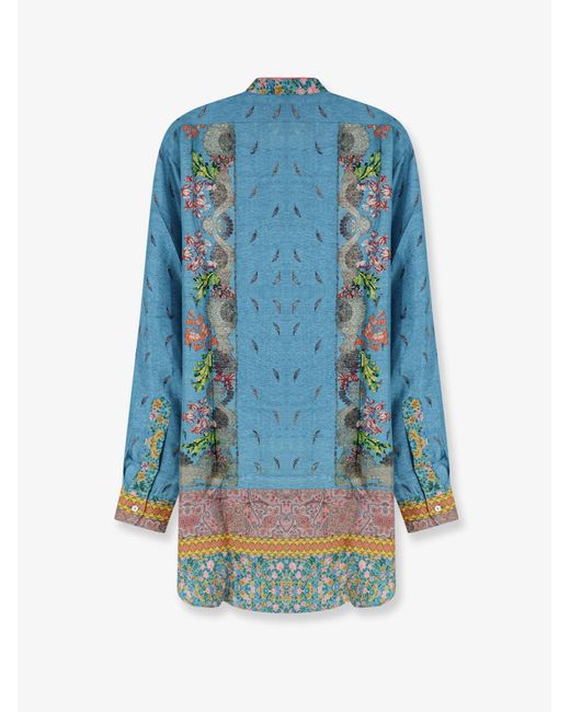 Pierre Louis Mascia Blue Silk Shirt
