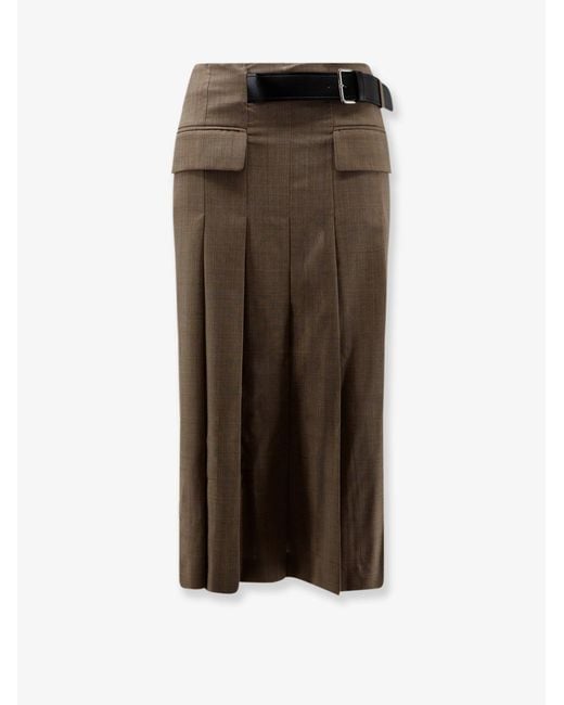 Semicouture Brown Wool Skirt With Belt