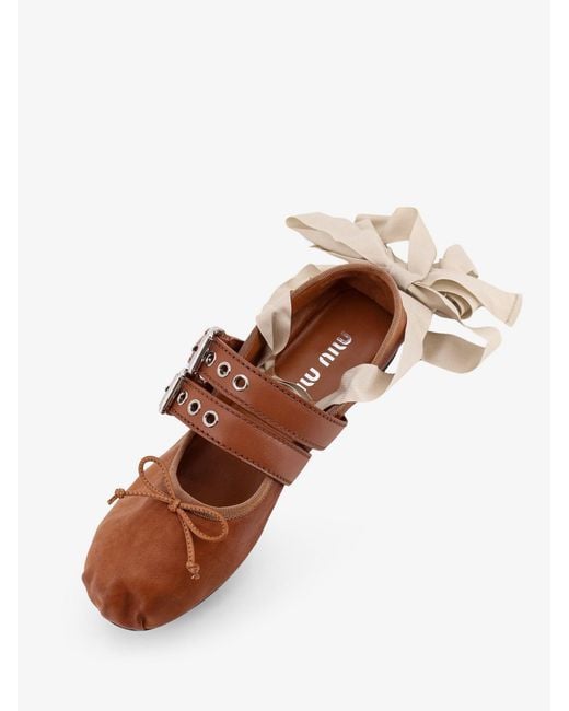 Miu Miu Brown Leather Ballerinas