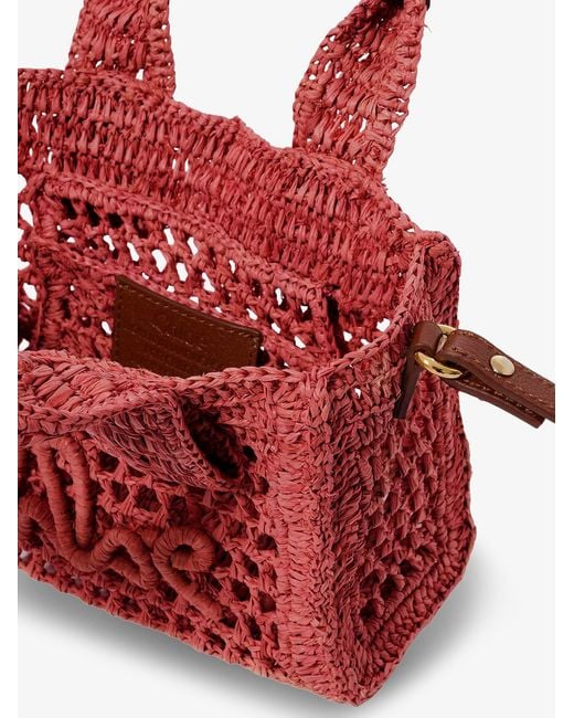 Chloé Red Summer Banana Raffia Crossbody Bag