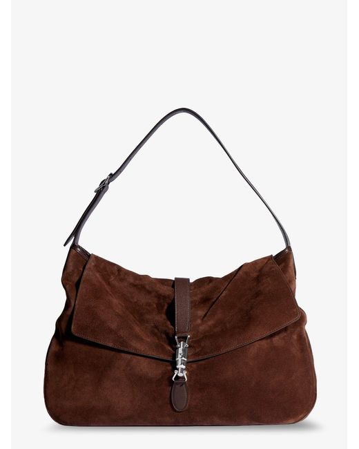 Gucci Brown Jackie Flap Suede Shoulder Bag for men