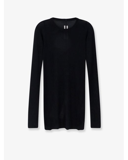 Rick Owens Black Viscose And Silk Blend T-Shirt for men