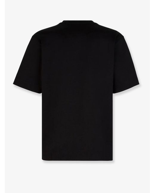 Fendi Black Cotton T-Shirt With Ff Detail for men