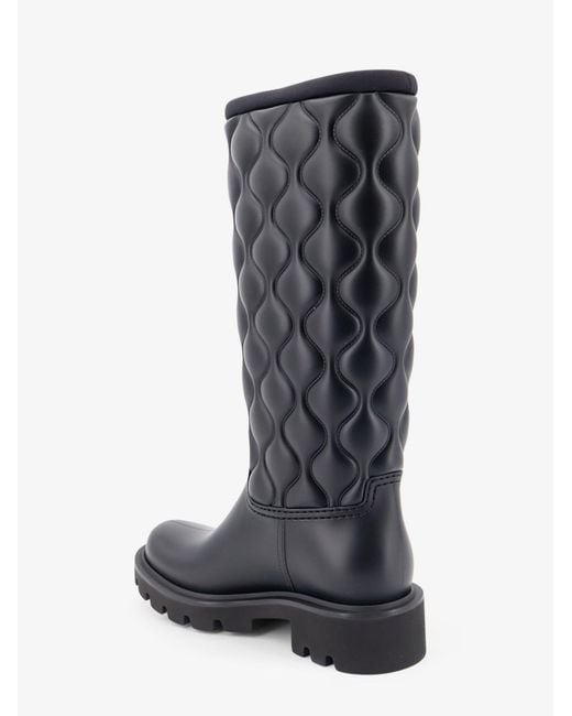 Moncler Black Kickstream Quilt Pvc And Neoprene Rain Boots