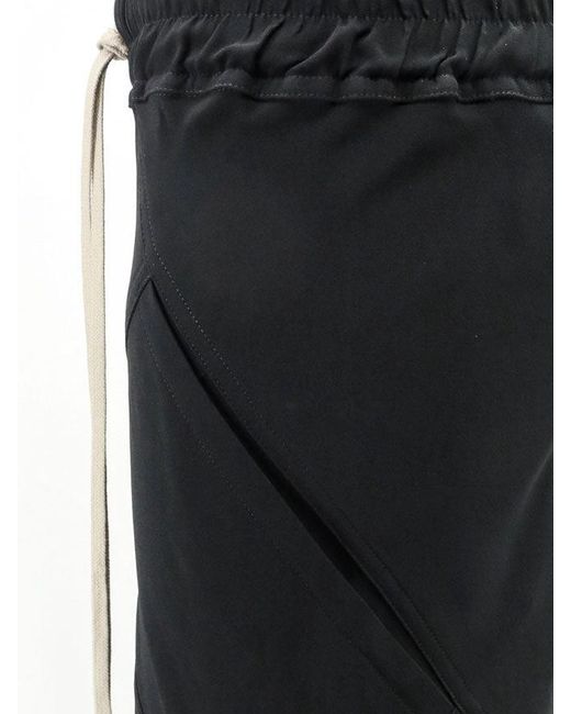 Rick Owens Black Bias Viscose And Silk Trousers