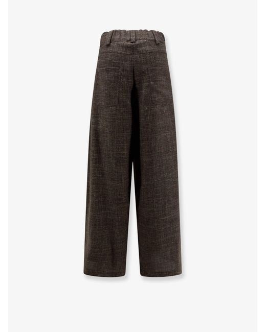 Alysi Brown Wool And Linen Blend Trousers