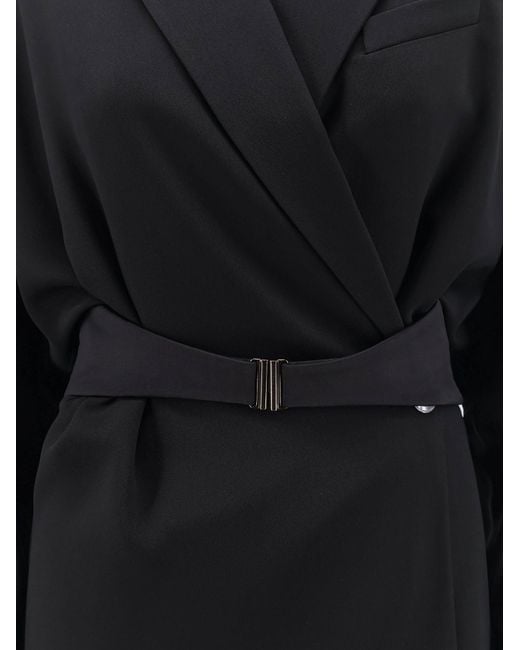 Brunello Cucinelli Black Chemisier Dress With Tuxedo-Style Band
