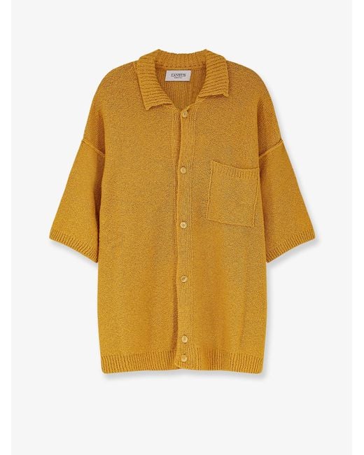 Laneus Yellow Cotton, Cashmere And Silk Blend Shirt for men