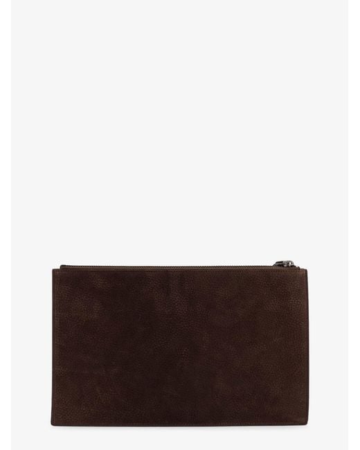 Orciani Brown Leather Clutch for men