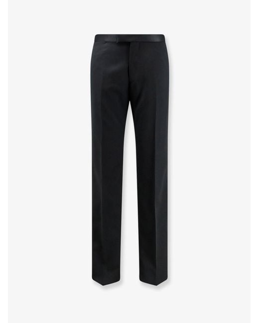 Tagliatore Black Tuxedo Virgin Wool Trousers for men
