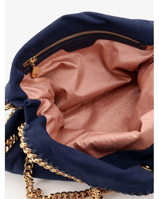 Stella McCartney Blue Falabella Alter Suede Shoulder Bag With Metal Profiles