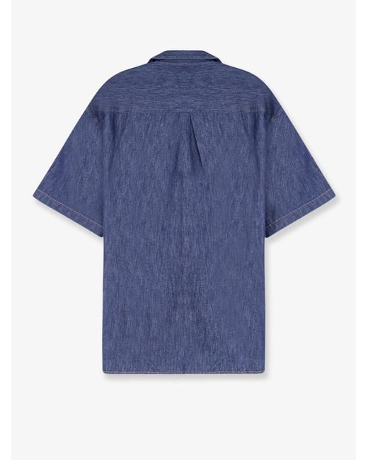 Loewe Blue Denim Shirt With Embroidered Anagram Logo for men