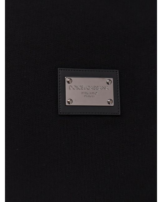 Dolce & Gabbana Blue Cotton Sweatshirt With Logo Patch for men