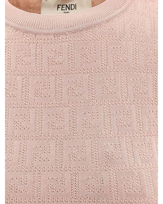 fendi pink viscose dress Fendi Ff Cotton And Viscose Dress - Pink - 40% Off