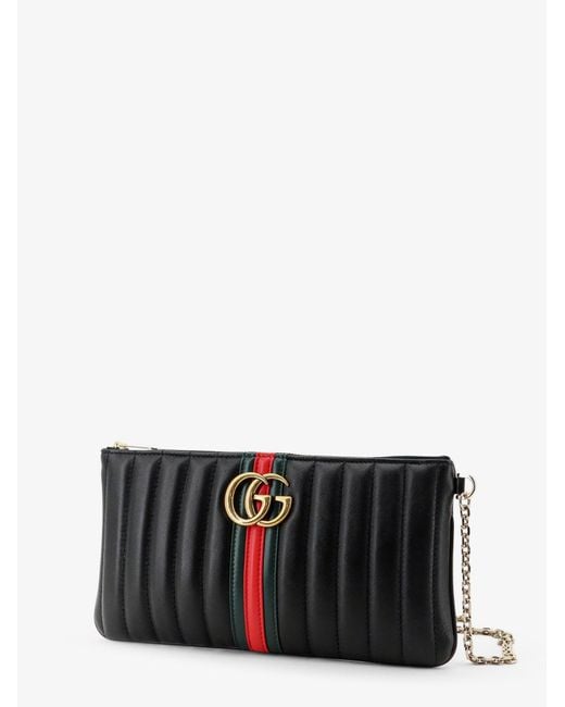 Gucci White Gg Marmont Pouch With Strap
