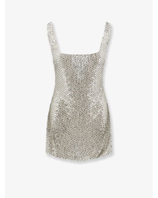 retroféte White Mini Dress With Seqiuins And Rhinestones