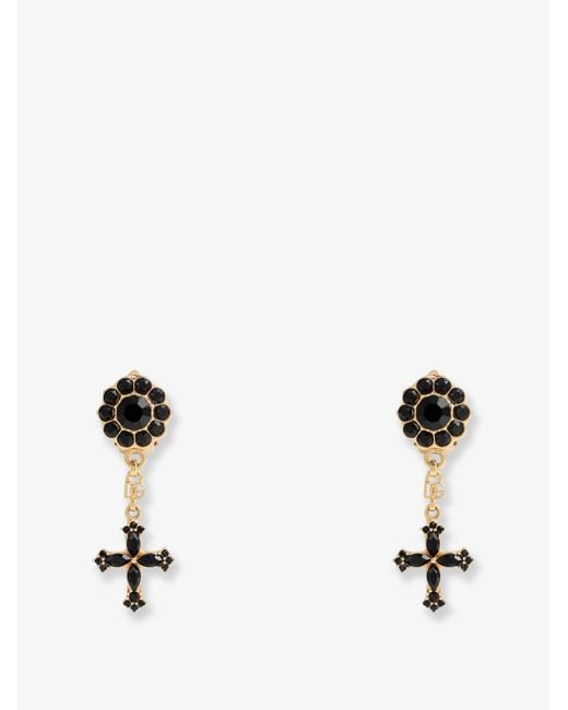 Dolce & Gabbana Natural Brass Earrings With Rhinestones