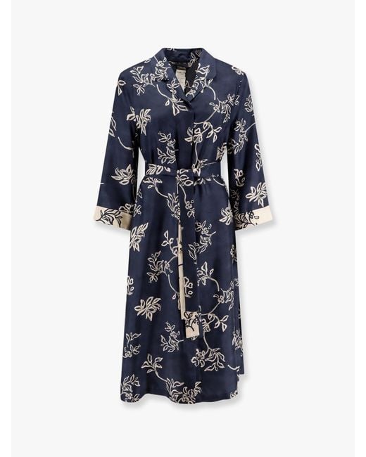 【送料&関税込】'S Max Mara Timeo Kaftan Silk Dress With Flo Max Mara Timeo Kaftan Silk Dress With Floral Print in Blue