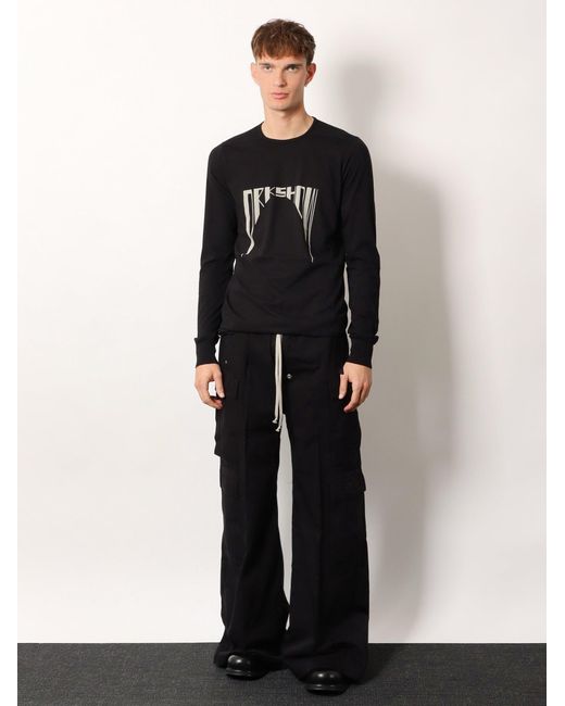 Rick Owens Black Double Cargo Jumbo Organic Cotton Trousers for men