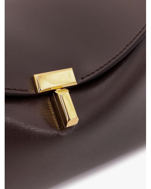 Totême Brown T-Lock Clutch Leather Crossbody Bag