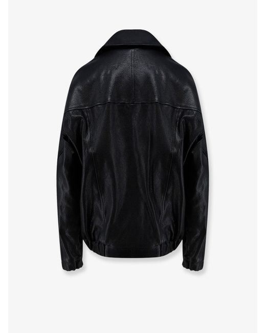 Semicouture Black Oversize Textured Leather Jacket