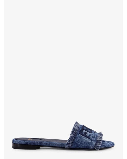 Fendi Blue Sunshine Denim Slides