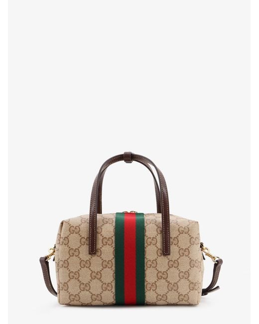 Gucci Natural Boston Mini Bag With Web Detail