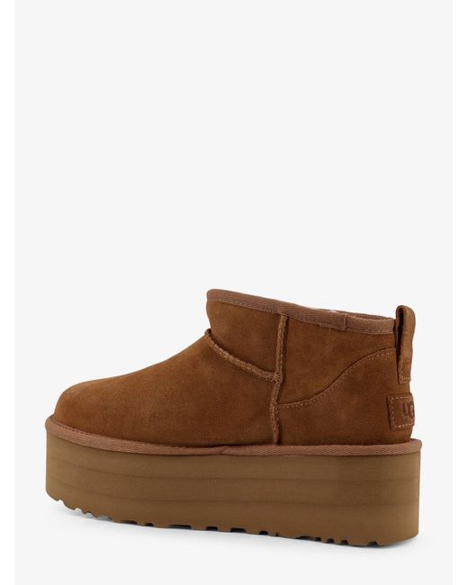 Ugg Brown Suede Shearling-Lined Platform Ankle Boots