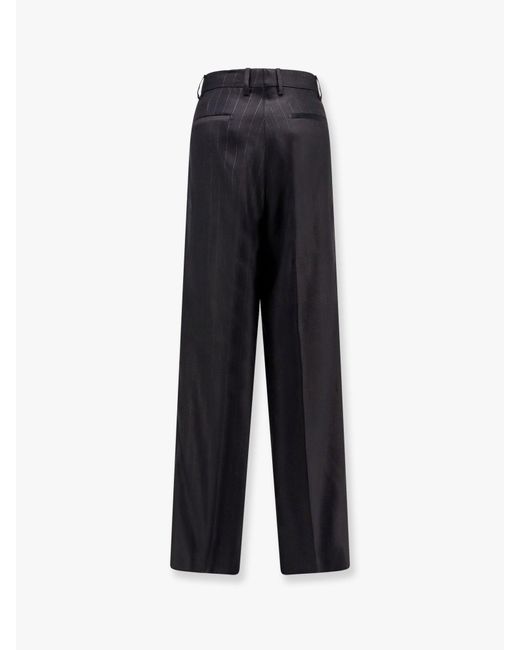 Tagliatore Black Ebony Pinstripe Viscose And Linen Trouser