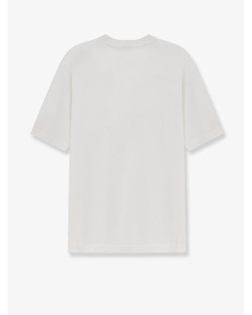 Bramani Cashmere White Cotton And Silk Blend T-Shirt for men