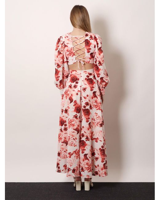 ACTUALEE White Linen And Cotton Blend Long Dress
