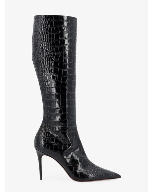 Paris Texas Black Vera 85 Croco Effect Leather Boots