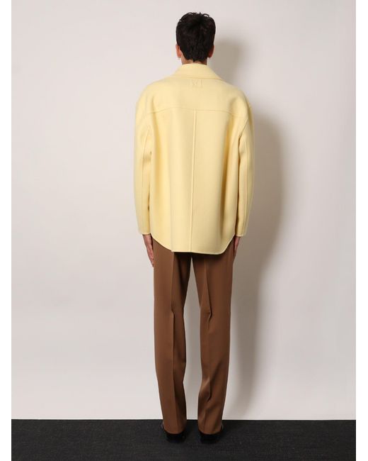 Fendi Natural Double-Breasted Wool Coat for men