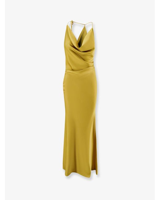 ACTUALEE Metallic Satin Long Dress