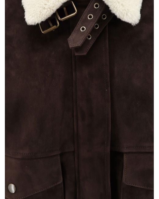 Semicouture Black Suede Jacket With Fur Collar