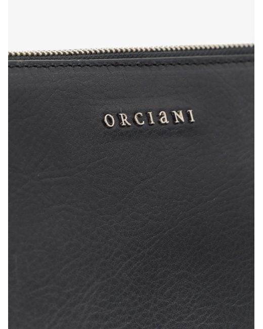 Orciani Black Lagoon Leather Briefcase for men
