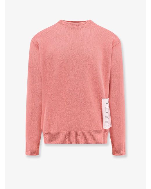 Amaranto Pink Wool And Cashmere Sweater With Logoed Label for men