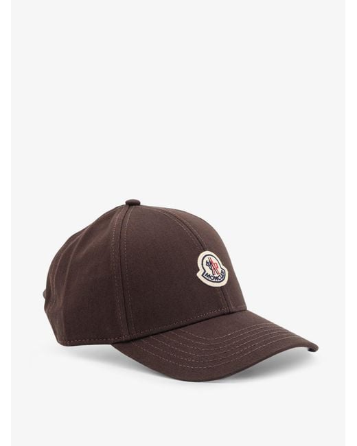 Moncler Brown Cotton Baseball Hat for men